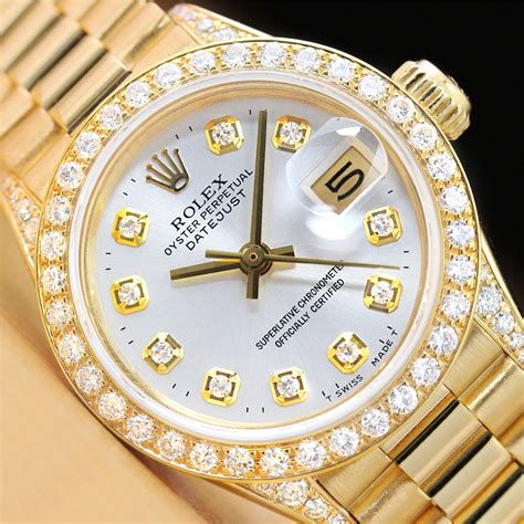 ladies rolex diamond bezel|rolex female with diamonds.